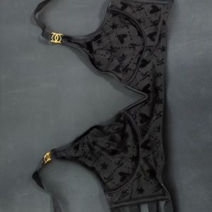 Zip back sheer bra